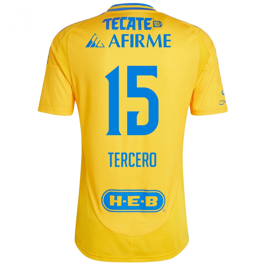 Hombre Camiseta Eduardo Tercero #15 Oro Amarillo 1ª Equipación 2024/25 La Camisa Argentina