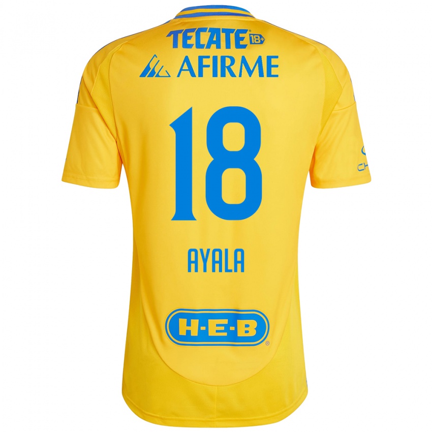 Hombre Camiseta David Ayala #18 Oro Amarillo 1ª Equipación 2024/25 La Camisa Argentina