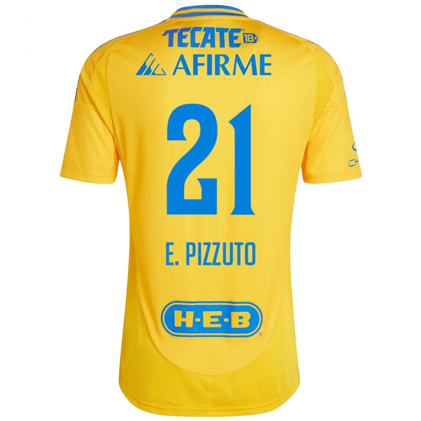 Hombre Camiseta Eugenio Pizzuto #21 Oro Amarillo 1ª Equipación 2024/25 La Camisa Argentina