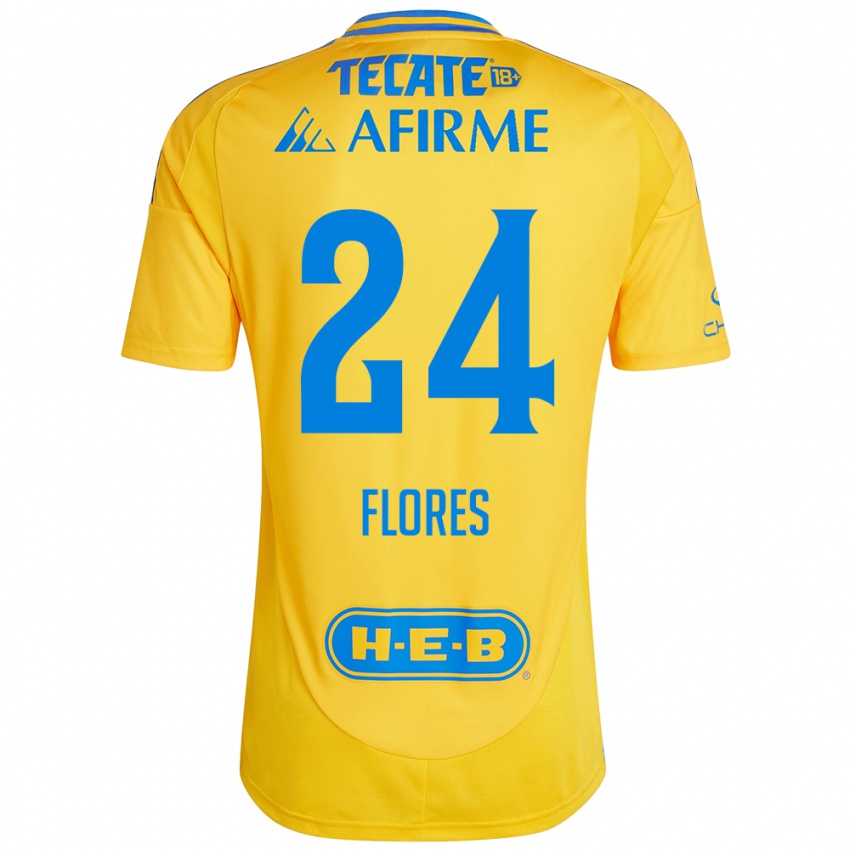 Hombre Camiseta Marcelo Flores #24 Oro Amarillo 1ª Equipación 2024/25 La Camisa Argentina