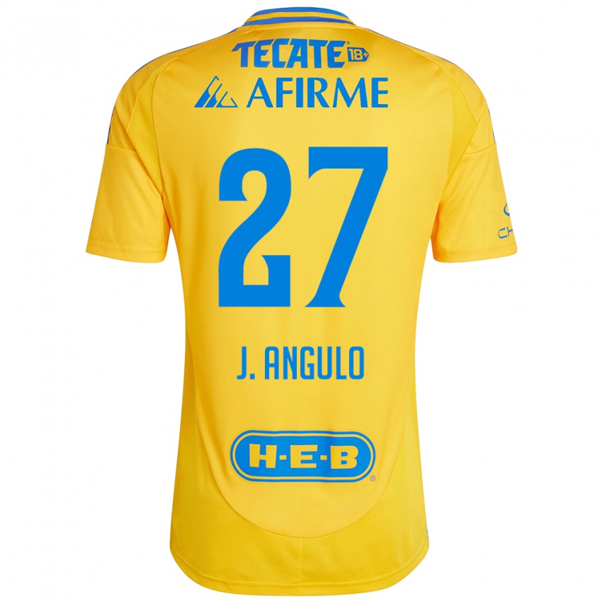 Hombre Camiseta Jesus Angulo #27 Oro Amarillo 1ª Equipación 2024/25 La Camisa Argentina