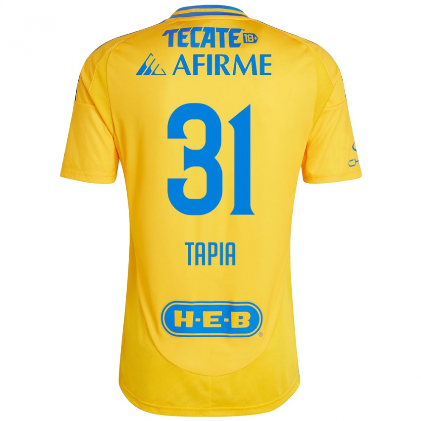 Hombre Camiseta Fernando Tapia #31 Oro Amarillo 1ª Equipación 2024/25 La Camisa Argentina