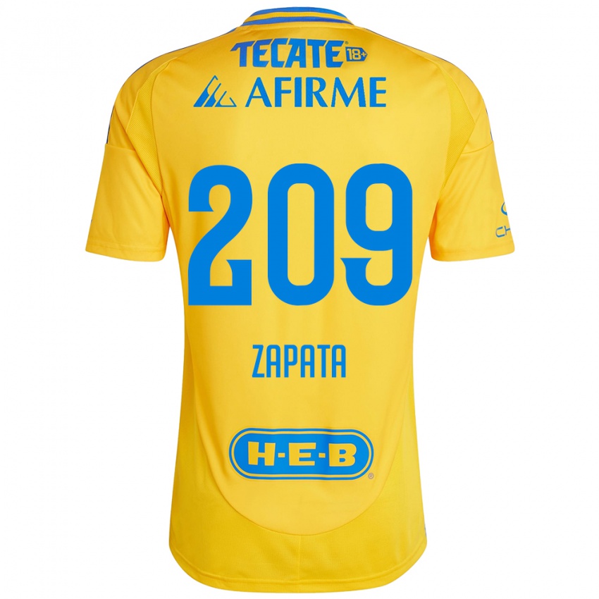 Hombre Camiseta Jorge Zapata #209 Oro Amarillo 1ª Equipación 2024/25 La Camisa Argentina