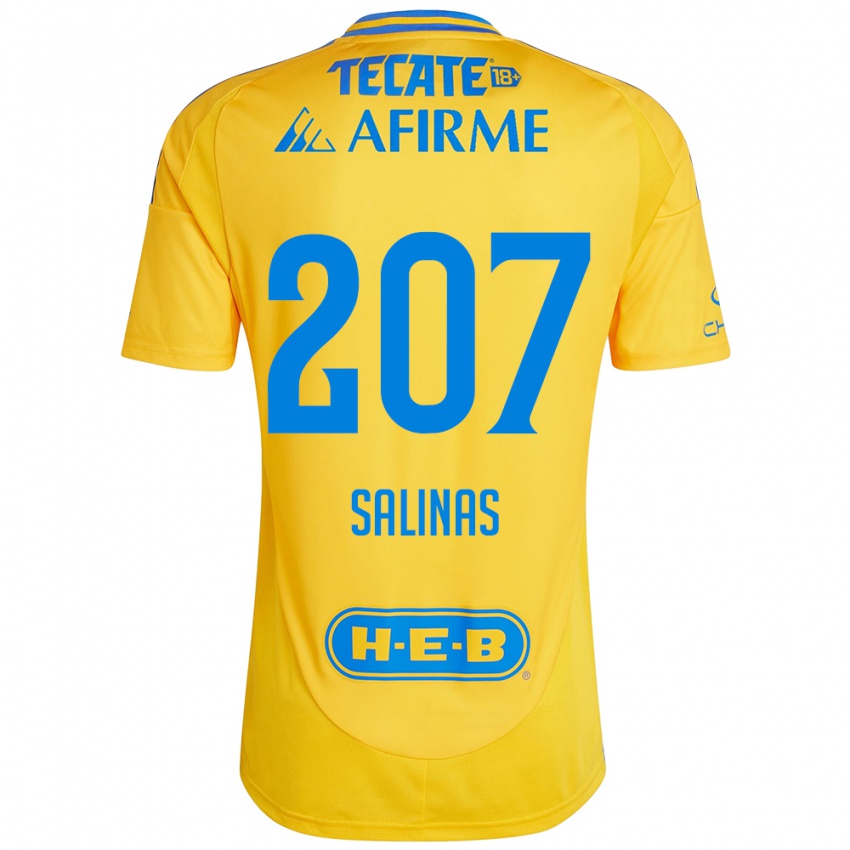 Hombre Camiseta Marcelo Salinas #207 Oro Amarillo 1ª Equipación 2024/25 La Camisa Argentina