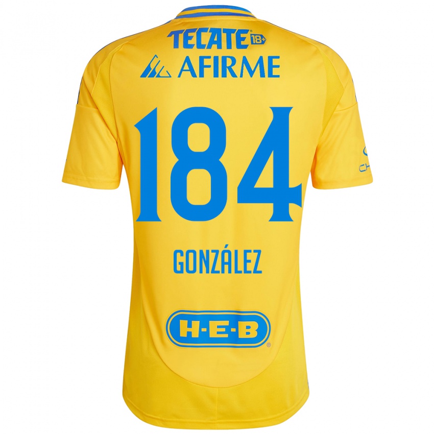 Hombre Camiseta Erick González #184 Oro Amarillo 1ª Equipación 2024/25 La Camisa Argentina