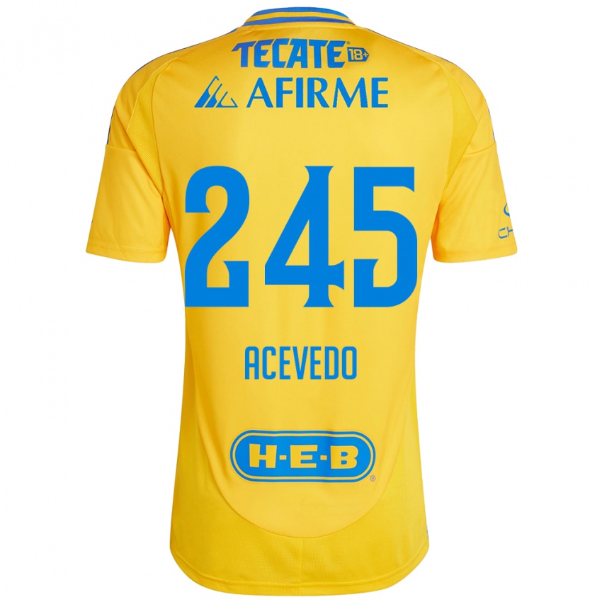 Hombre Camiseta Kevin Acevedo #245 Oro Amarillo 1ª Equipación 2024/25 La Camisa Argentina