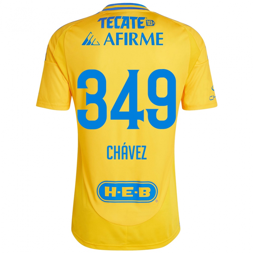 Hombre Camiseta Jorge Chávez #349 Oro Amarillo 1ª Equipación 2024/25 La Camisa Argentina