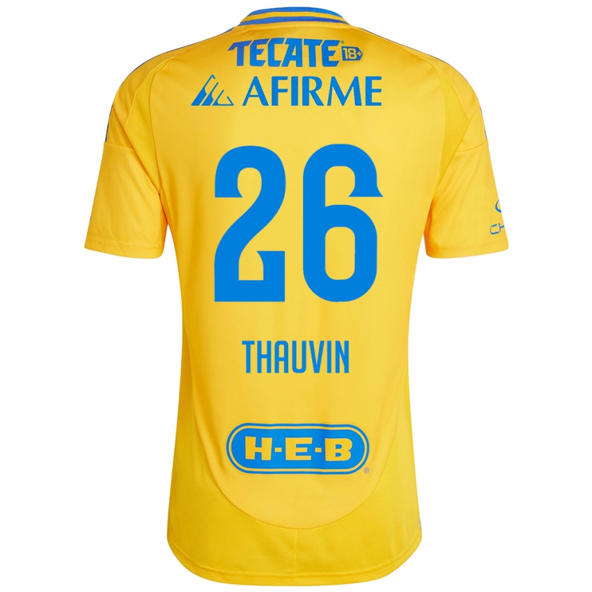 Hombre Camiseta Florian Thauvin #26 Oro Amarillo 1ª Equipación 2024/25 La Camisa Argentina