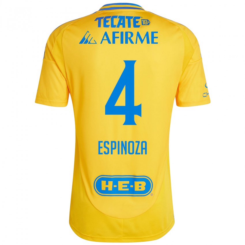 Hombre Camiseta Greta Espinoza #4 Oro Amarillo 1ª Equipación 2024/25 La Camisa Argentina