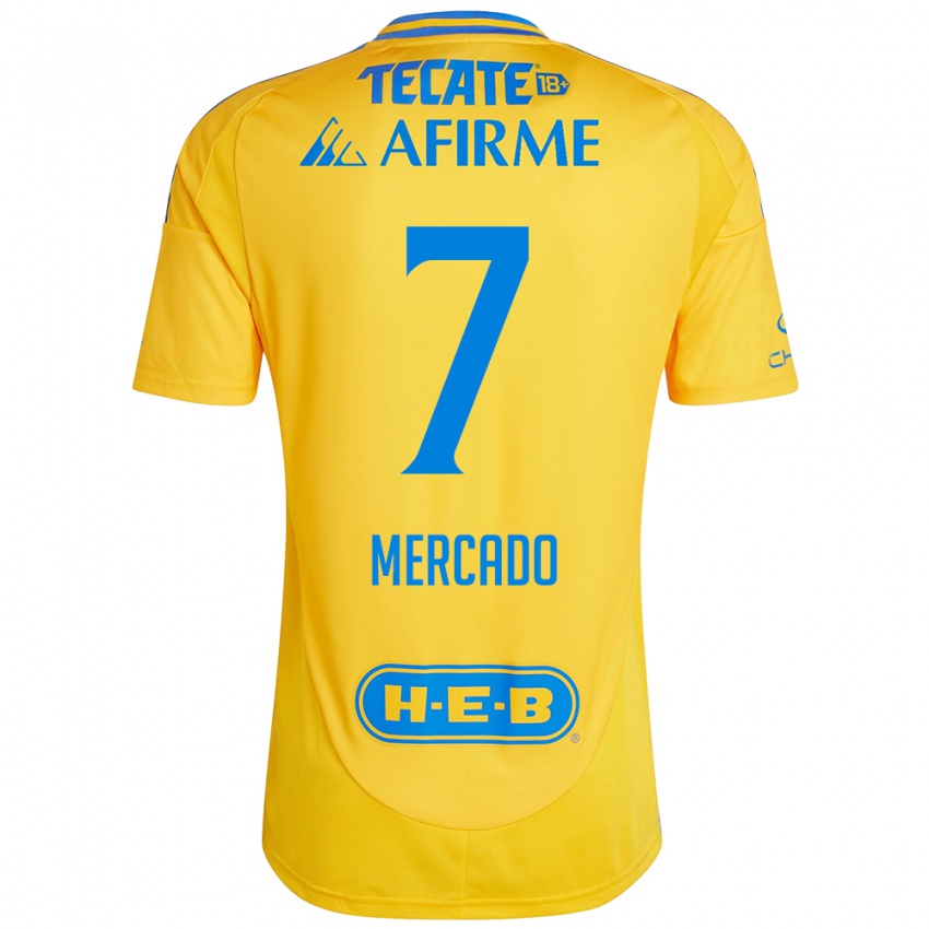 Hombre Camiseta Liliana Mercado #7 Oro Amarillo 1ª Equipación 2024/25 La Camisa Argentina