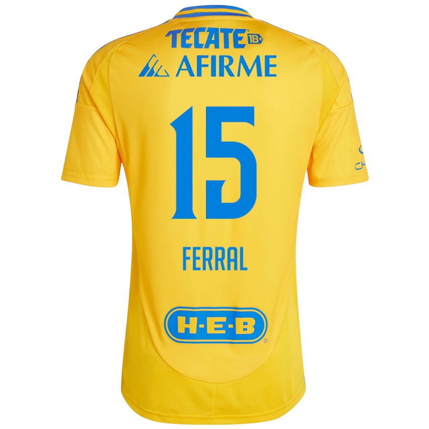 Hombre Camiseta Cristina Ferral #15 Oro Amarillo 1ª Equipación 2024/25 La Camisa Argentina