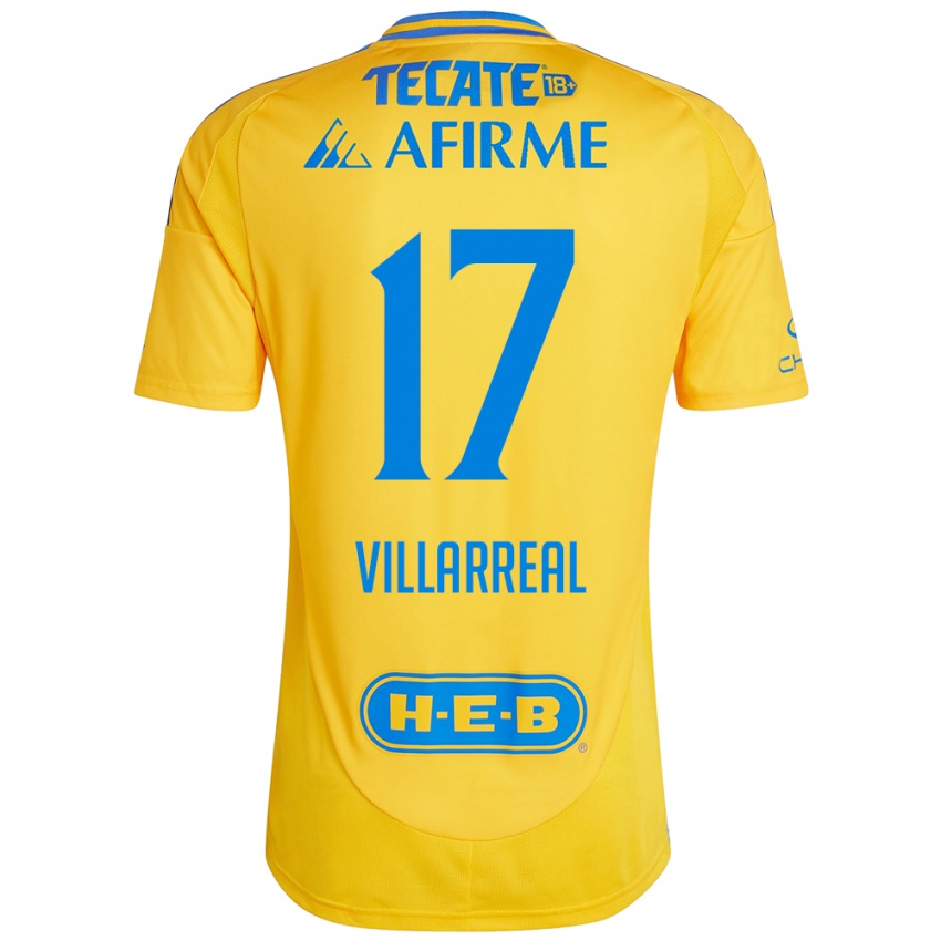 Hombre Camiseta Natalia Villarreal #17 Oro Amarillo 1ª Equipación 2024/25 La Camisa Argentina