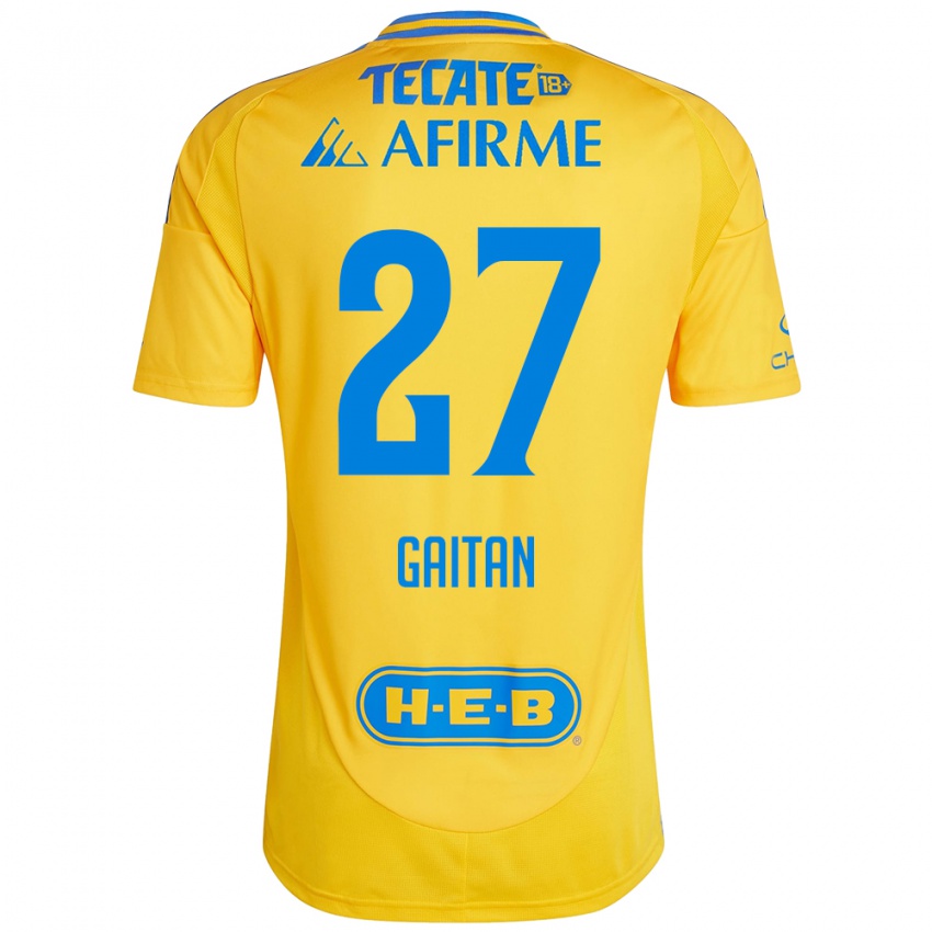 Hombre Camiseta Natalia Gaitan #27 Oro Amarillo 1ª Equipación 2024/25 La Camisa Argentina