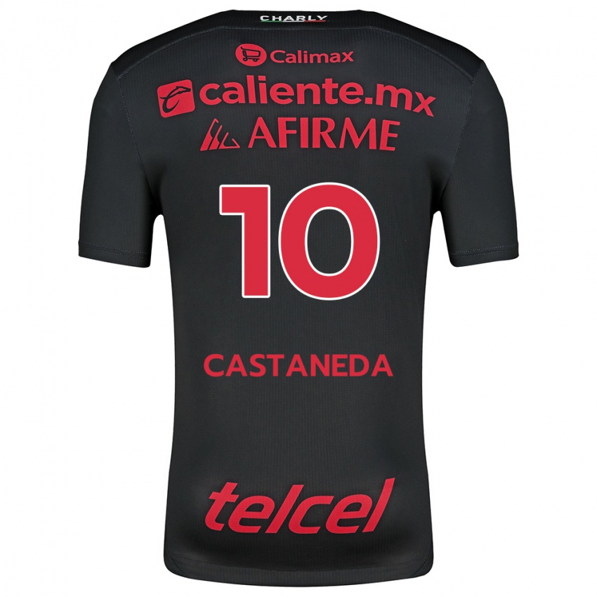 Hombre Camiseta Kevin Castañeda #10 Negro Rojo 1ª Equipación 2024/25 La Camisa Argentina