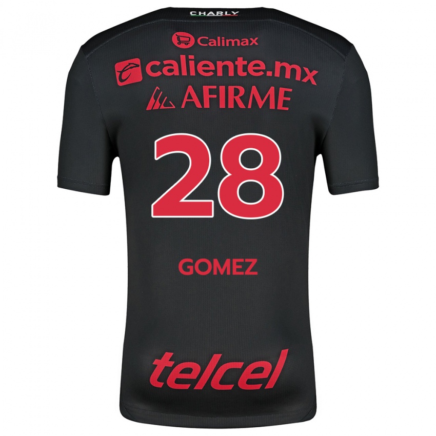 Hombre Camiseta Alejandro Gómez #28 Negro Rojo 1ª Equipación 2024/25 La Camisa Argentina