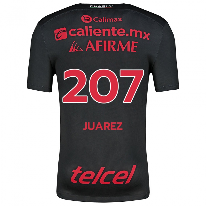 Hombre Camiseta José Juárez #207 Negro Rojo 1ª Equipación 2024/25 La Camisa Argentina