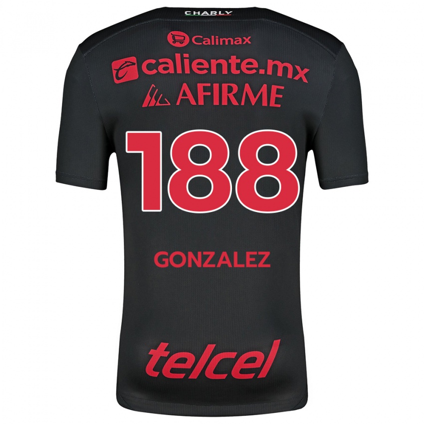 Hombre Camiseta Jorge González #188 Negro Rojo 1ª Equipación 2024/25 La Camisa Argentina