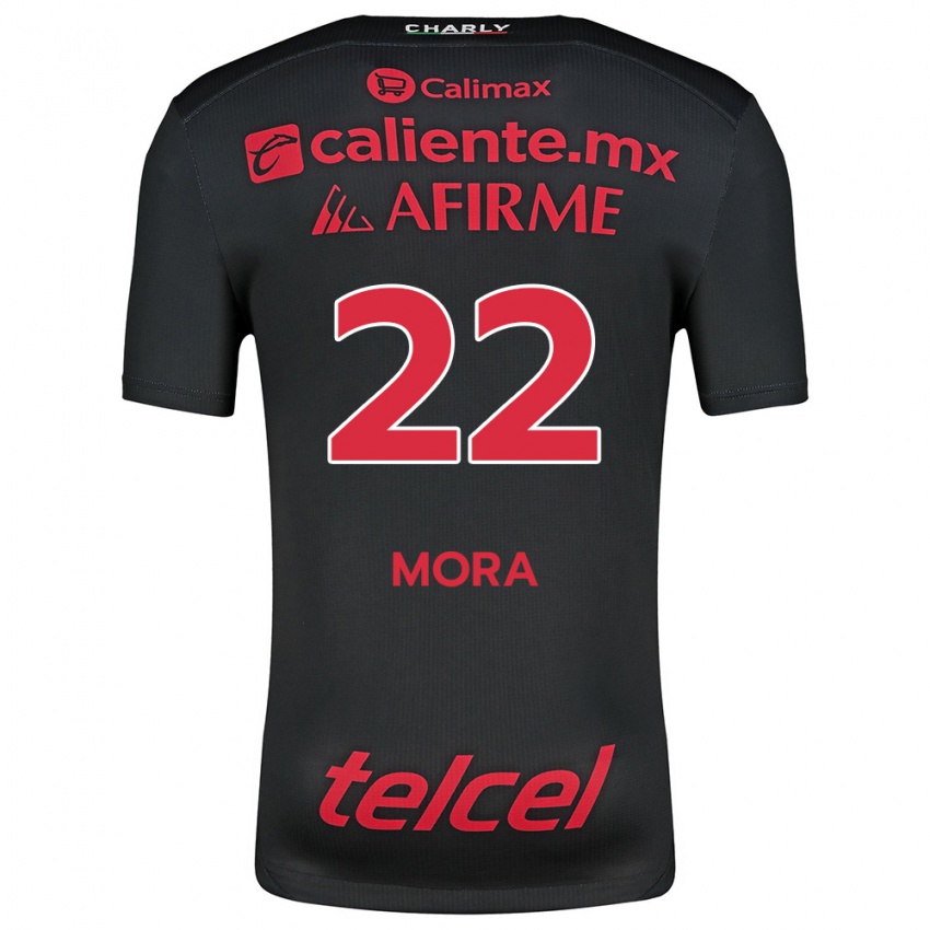 Hombre Camiseta Bianca Mora #22 Negro Rojo 1ª Equipación 2024/25 La Camisa Argentina