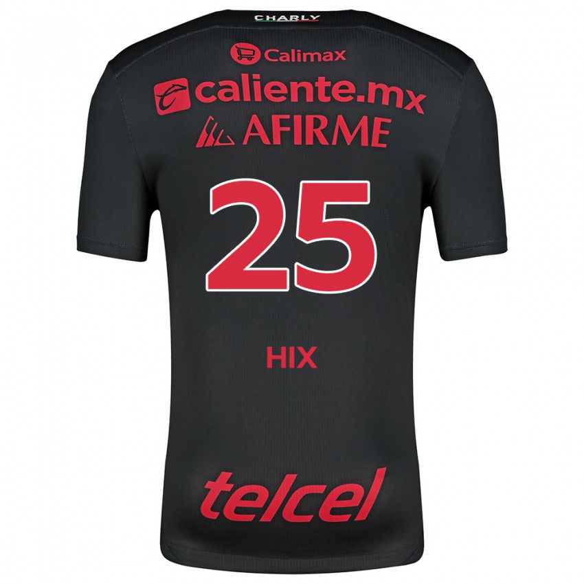 Hombre Camiseta Angelina Hix #25 Negro Rojo 1ª Equipación 2024/25 La Camisa Argentina