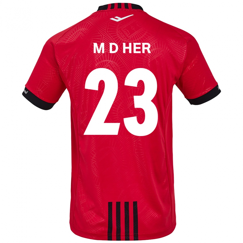 Hombre Camiseta Dong-Min Her #23 Negro Rojo 1ª Equipación 2024/25 La Camisa Argentina