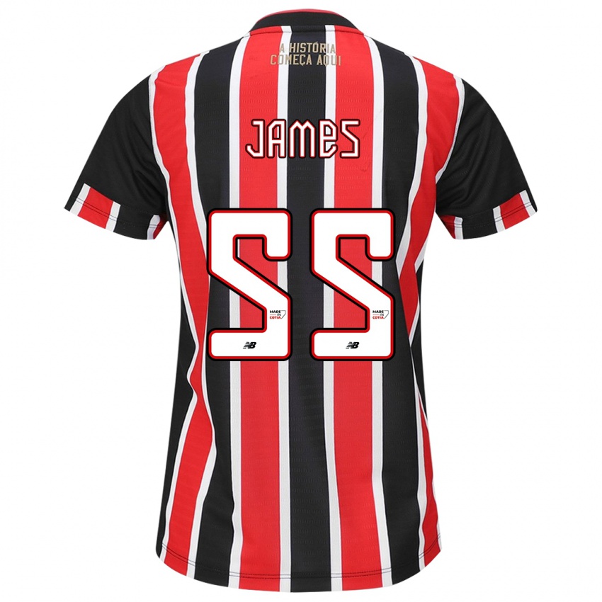 Hombre Camiseta James Rodriguez #55 Negro Rojo Blanco 2ª Equipación 2024/25 La Camisa Argentina