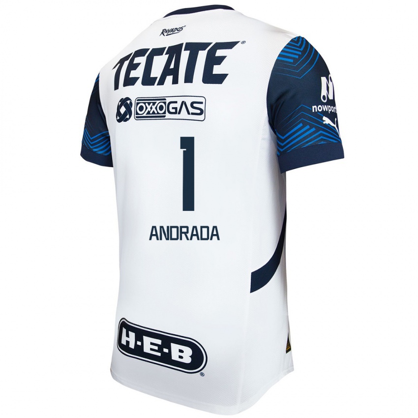 Hombre Camiseta Esteban Andrada #1 Blanco Azul 2ª Equipación 2024/25 La Camisa Argentina