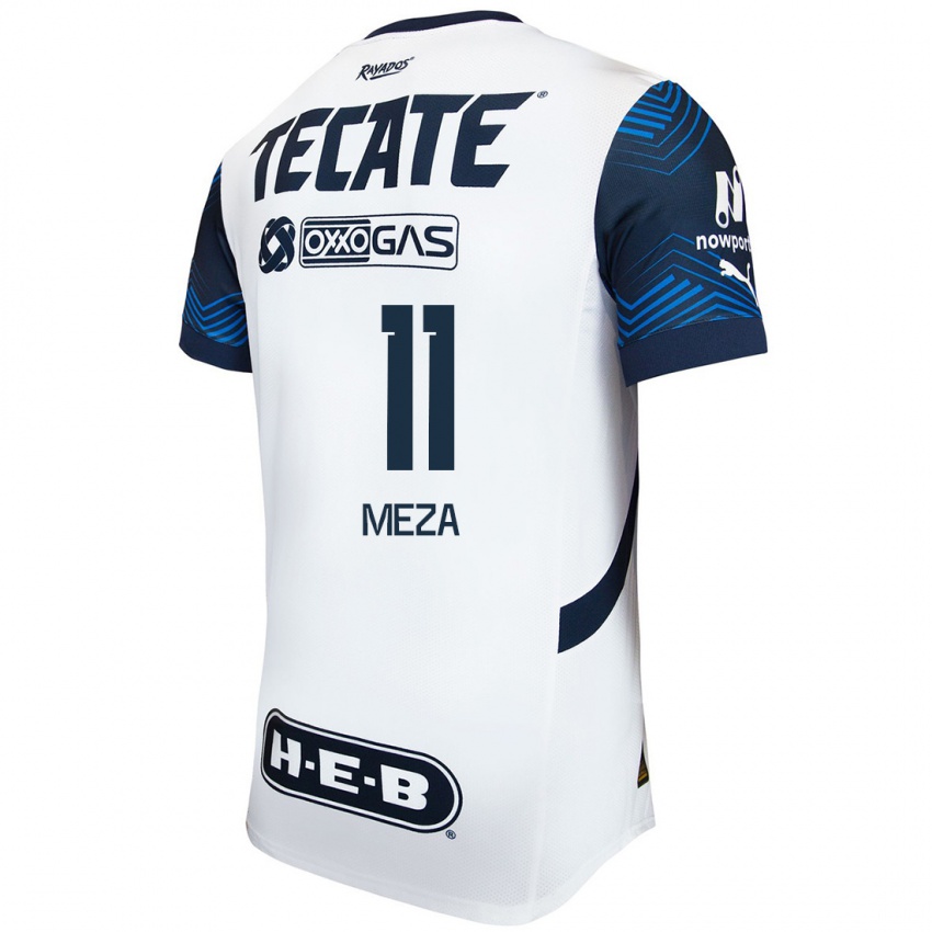 Hombre Camiseta Maximiliano Meza #11 Blanco Azul 2ª Equipación 2024/25 La Camisa Argentina