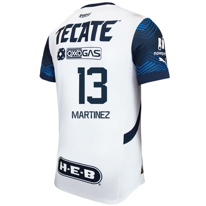 Hombre Camiseta Jaziel Martinez #13 Blanco Azul 2ª Equipación 2024/25 La Camisa Argentina