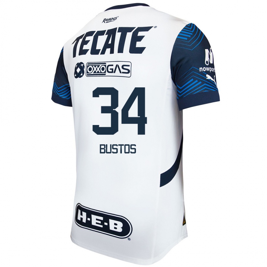 Hombre Camiseta César Bustos #34 Blanco Azul 2ª Equipación 2024/25 La Camisa Argentina