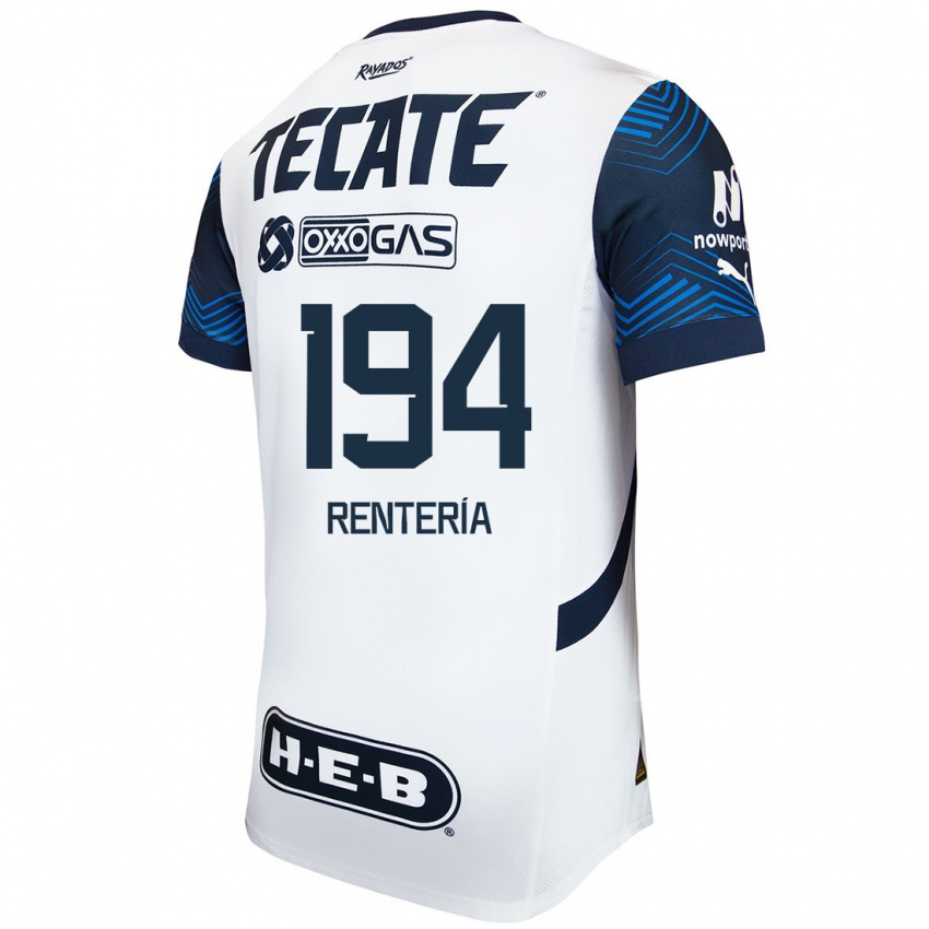 Hombre Camiseta Ricardo Rentería #194 Blanco Azul 2ª Equipación 2024/25 La Camisa Argentina