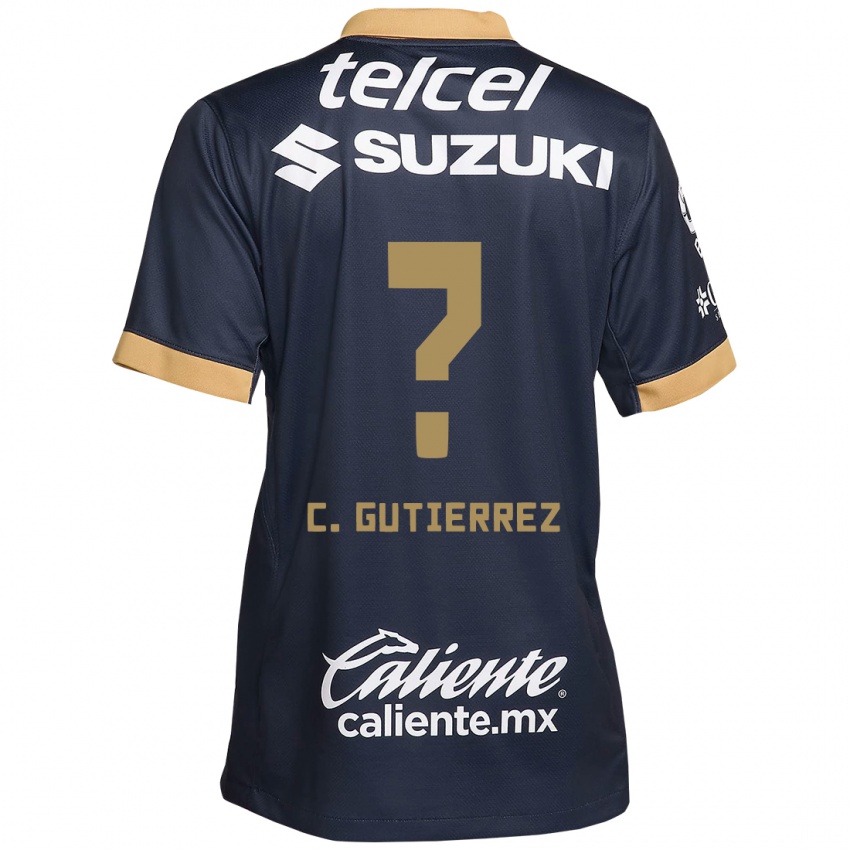 Hombre Camiseta Carlos Gutierrez #0 Obsidiana Dorada Blanca 2ª Equipación 2024/25 La Camisa Argentina