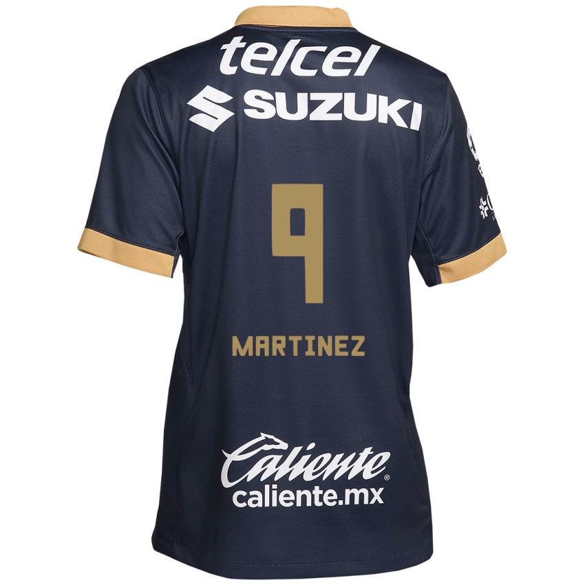 Hombre Camiseta Guillermo Martínez #9 Obsidiana Dorada Blanca 2ª Equipación 2024/25 La Camisa Argentina