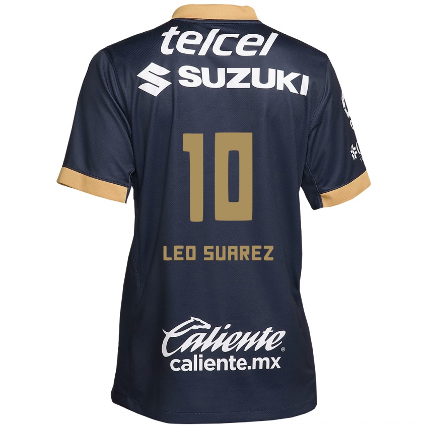 Hombre Camiseta Leo Suarez #10 Obsidiana Dorada Blanca 2ª Equipación 2024/25 La Camisa Argentina