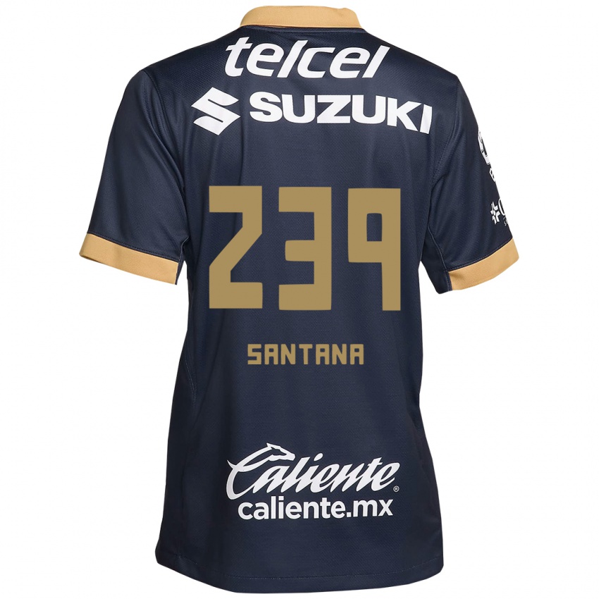 Hombre Camiseta Guillermo Santana #239 Obsidiana Dorada Blanca 2ª Equipación 2024/25 La Camisa Argentina