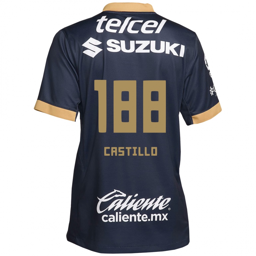 Hombre Camiseta Christian Castillo #188 Obsidiana Dorada Blanca 2ª Equipación 2024/25 La Camisa Argentina