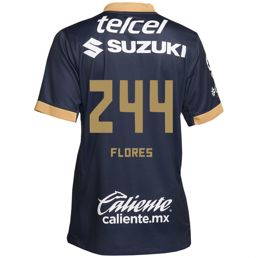 Hombre Camiseta Jonathan Flores #244 Obsidiana Dorada Blanca 2ª Equipación 2024/25 La Camisa Argentina