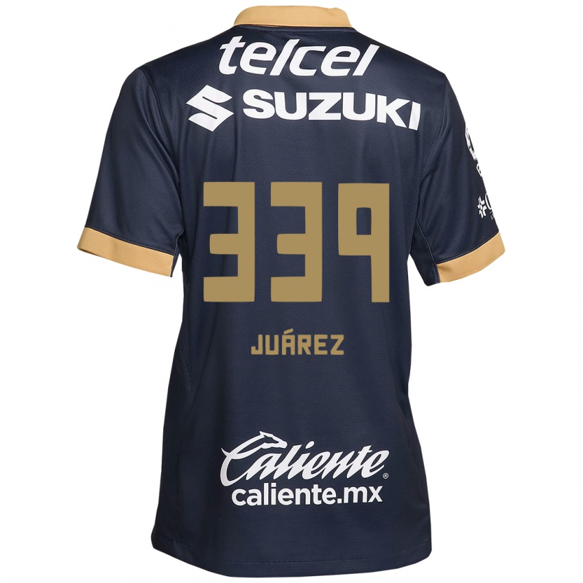 Hombre Camiseta Jonathan Juárez #339 Obsidiana Dorada Blanca 2ª Equipación 2024/25 La Camisa Argentina