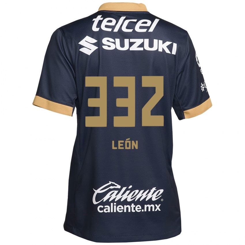 Hombre Camiseta Andryk León #332 Obsidiana Dorada Blanca 2ª Equipación 2024/25 La Camisa Argentina