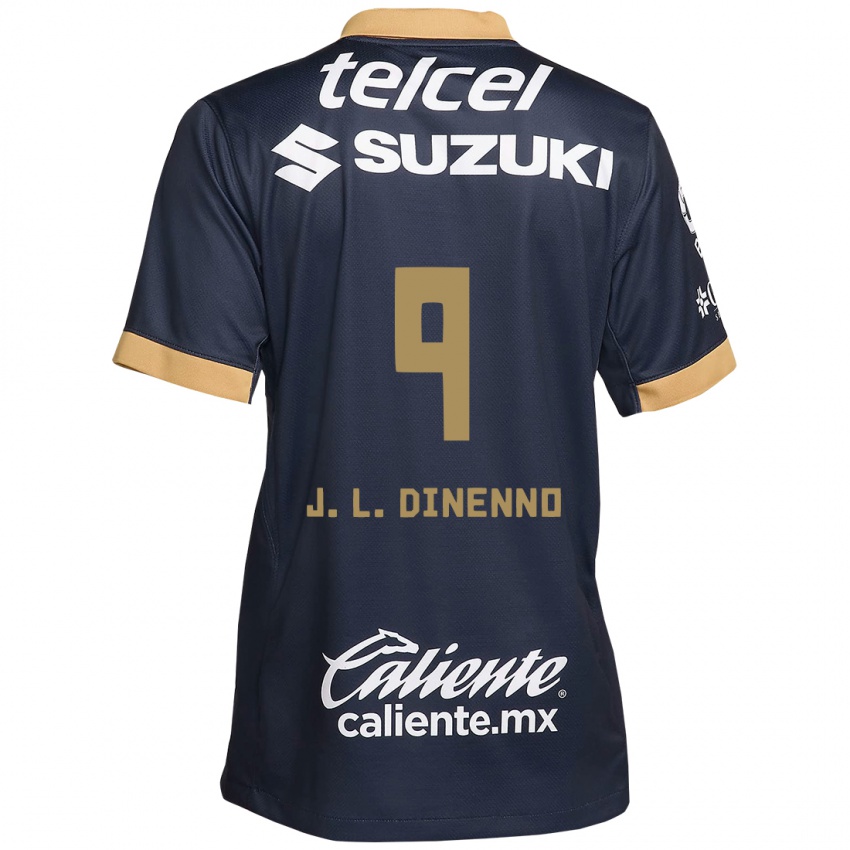 Hombre Camiseta Juan Dinenno #9 Obsidiana Dorada Blanca 2ª Equipación 2024/25 La Camisa Argentina