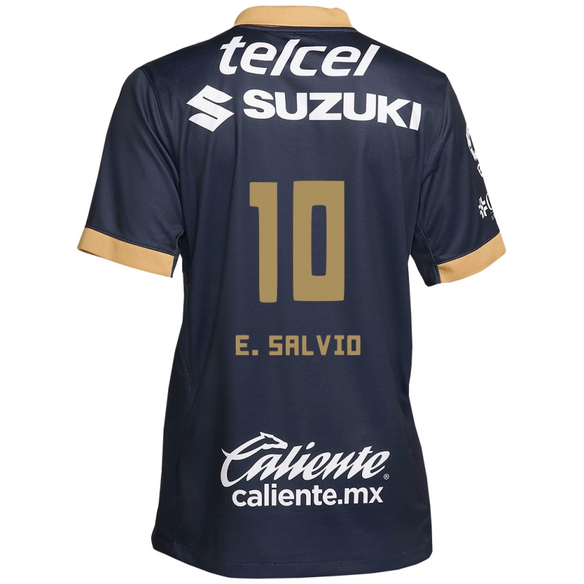 Hombre Camiseta Eduardo Salvio #10 Obsidiana Dorada Blanca 2ª Equipación 2024/25 La Camisa Argentina