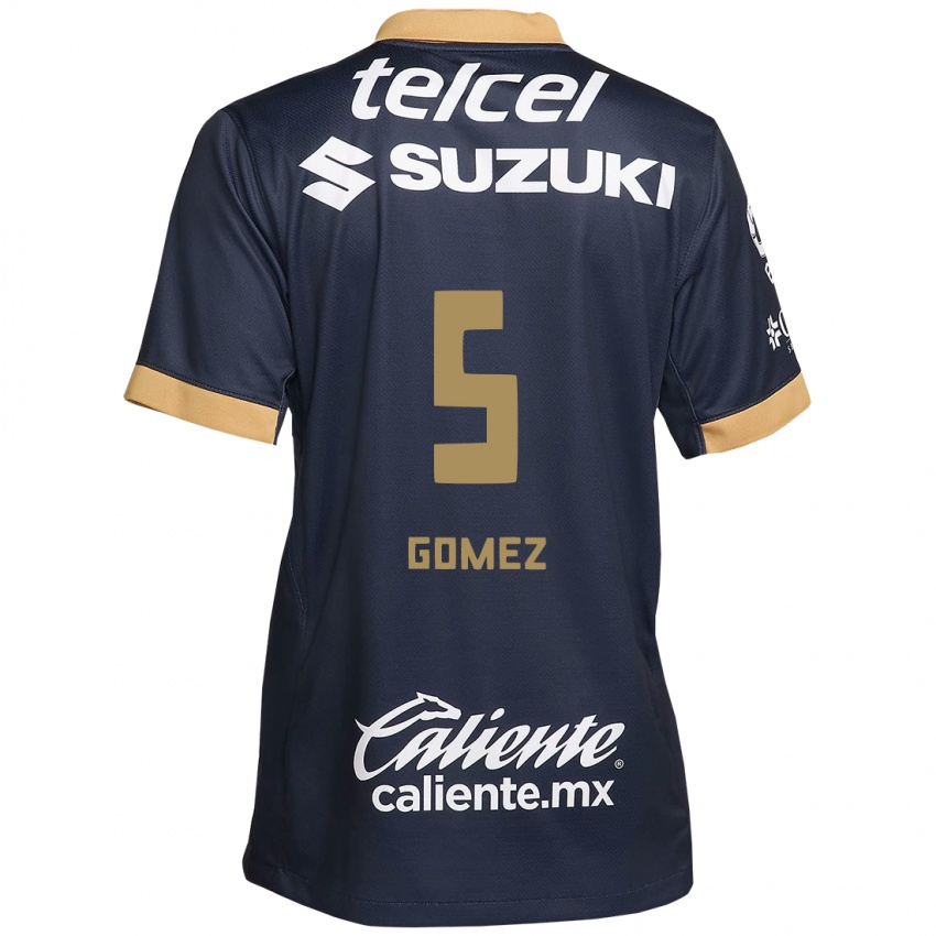 Hombre Camiseta Kimberli Gomez #5 Obsidiana Dorada Blanca 2ª Equipación 2024/25 La Camisa Argentina