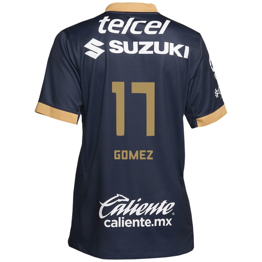 Hombre Camiseta Diana Gomez #17 Obsidiana Dorada Blanca 2ª Equipación 2024/25 La Camisa Argentina