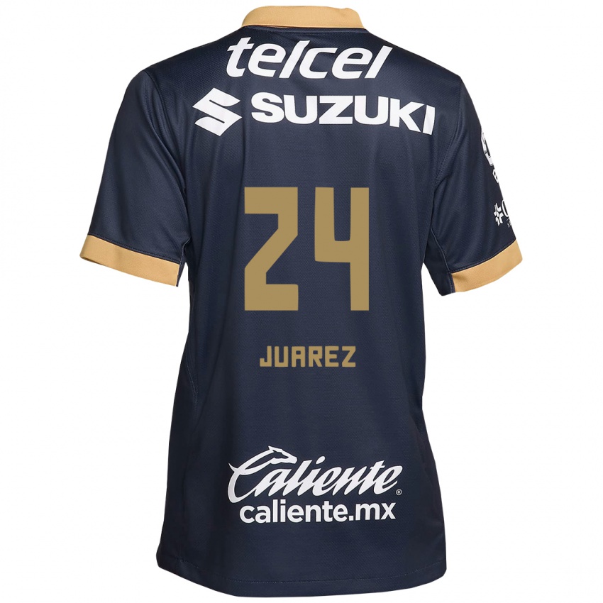 Hombre Camiseta Gabriela Juarez #24 Obsidiana Dorada Blanca 2ª Equipación 2024/25 La Camisa Argentina