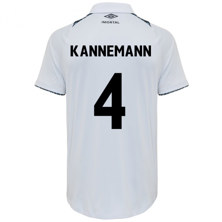 Hombre Camiseta Walter Kannemann #4 Blanco Azul 2ª Equipación 2024/25 La Camisa Argentina