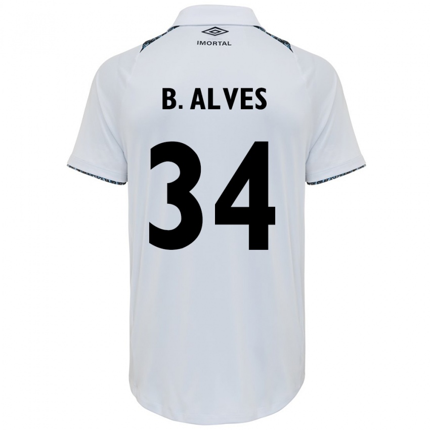 Hombre Camiseta Bruno Alves #34 Blanco Azul 2ª Equipación 2024/25 La Camisa Argentina