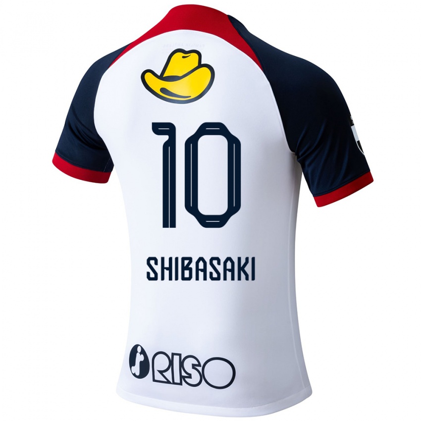 Hombre Camiseta Gaku Shibasaki #10 Blanco Azul Rojo 2ª Equipación 2024/25 La Camisa Argentina