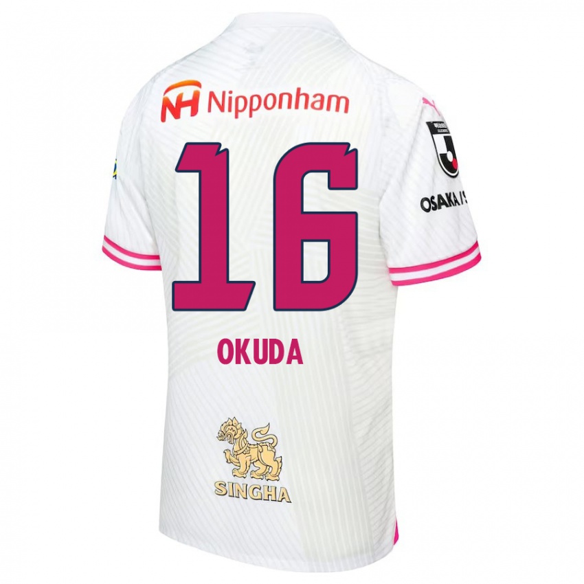 Hombre Camiseta Hayato Okuda #16 Blanco Rosa 2ª Equipación 2024/25 La Camisa Argentina