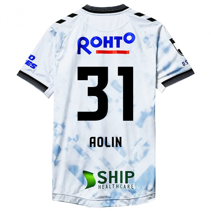 Hombre Camiseta Aolin Zhang #31 Blanco Negro 2ª Equipación 2024/25 La Camisa Argentina