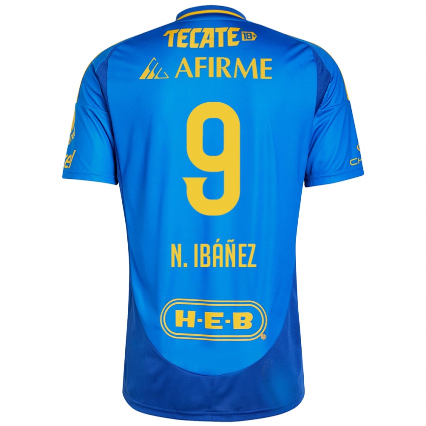 Hombre Camiseta Nicolás Ibáñez #9 Azul Amarillo 2ª Equipación 2024/25 La Camisa Argentina