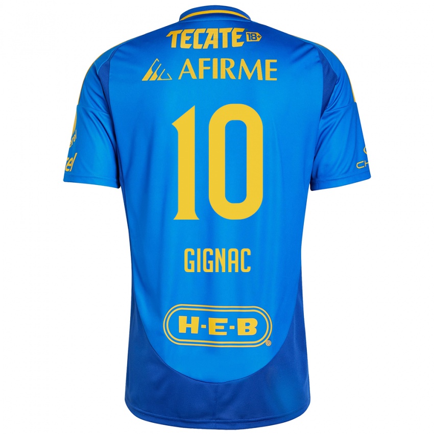 Hombre Camiseta Andre-Pierre Gignac #10 Azul Amarillo 2ª Equipación 2024/25 La Camisa Argentina